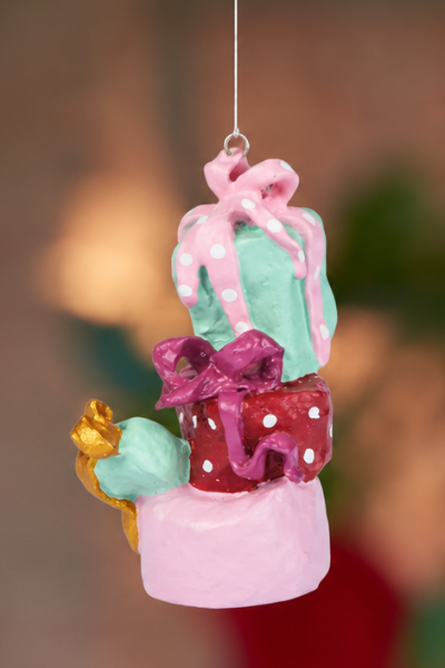 Gaver juleophæng, mini - Rosa/mønstret